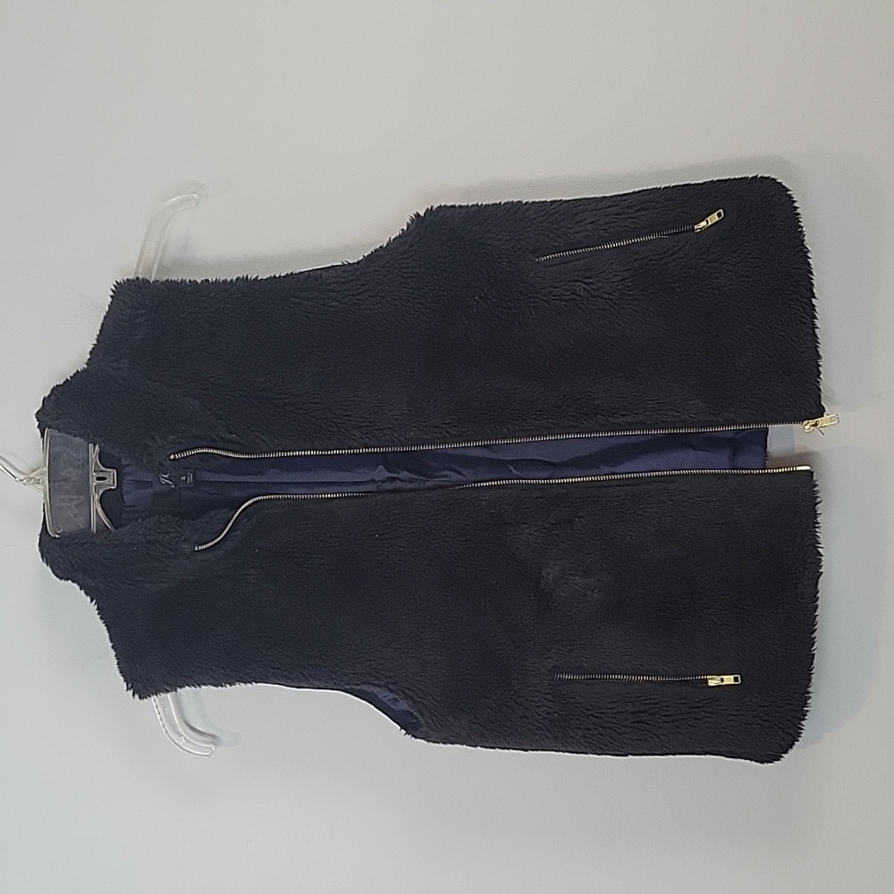 E1535 J. Crew black fleece excursion vest Small